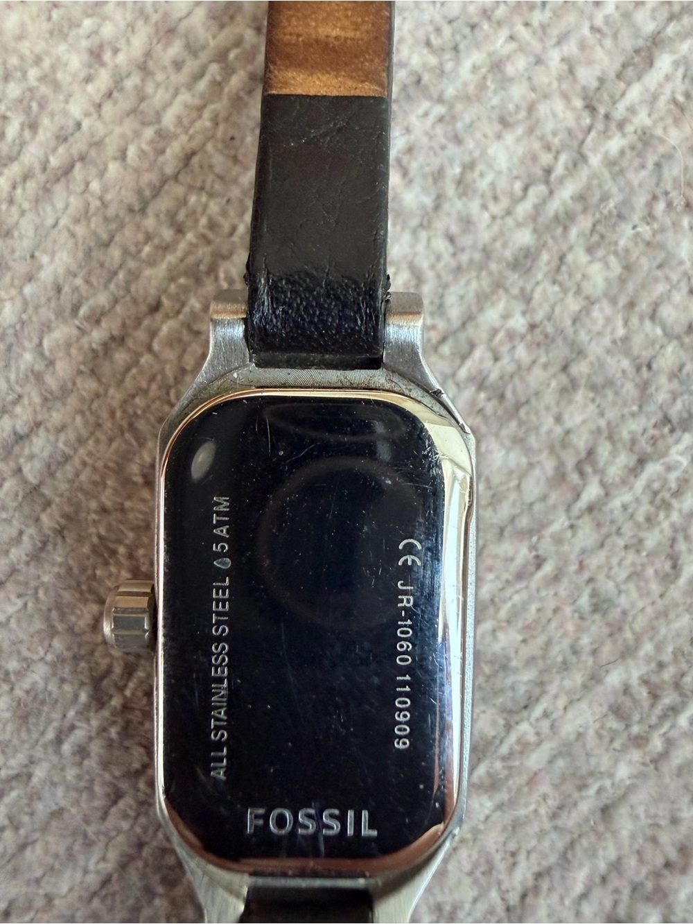 Fossil Silver-Tone/ light blue Women's Watch with Black Leather Strap and box - Picture 7 of 12